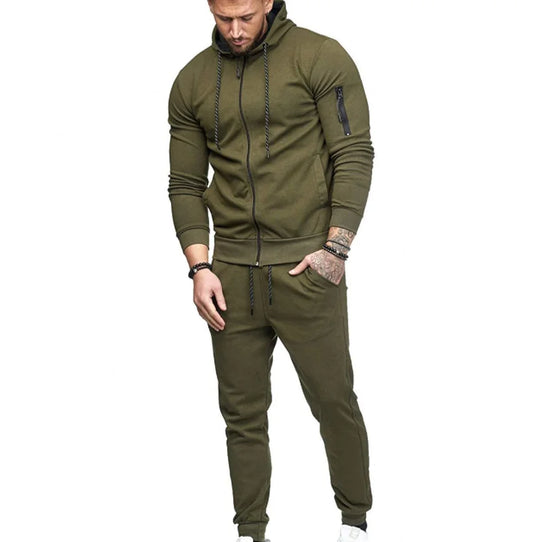 Drop Shipping arm zipper decoration fitness casual wear Men's sports suit-0