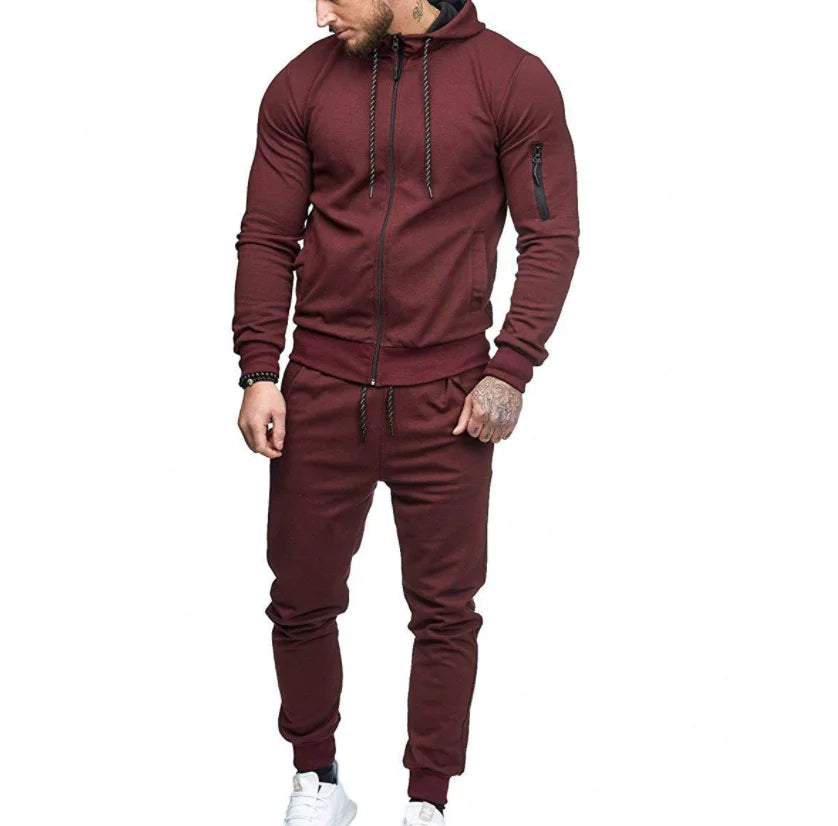 Drop Shipping arm zipper decoration fitness casual wear Men's sports suit-5