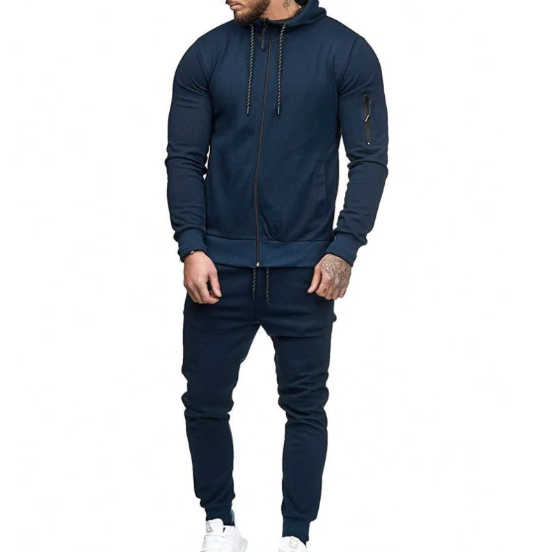 Drop Shipping arm zipper decoration fitness casual wear Men's sports suit-2