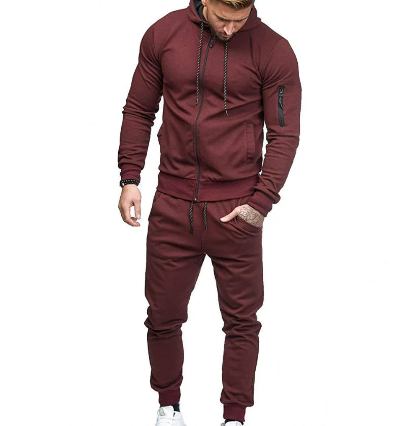 Drop Shipping arm zipper decoration fitness casual wear Men's sports suit-4